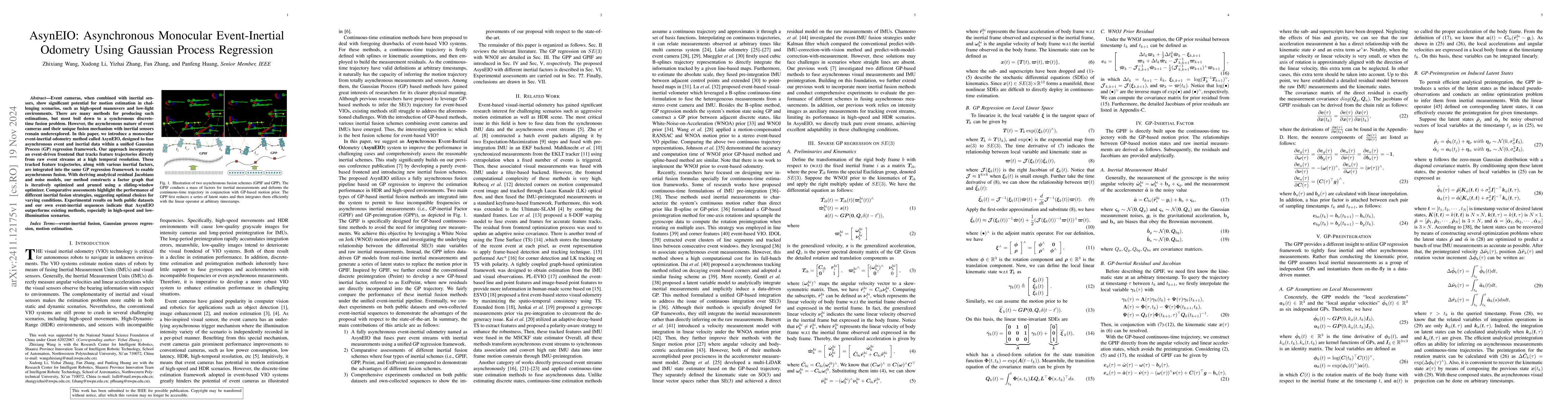 Thumbnail for AsynEIO: Asynchronous Monocular Event-Inertial Odometry Using Gaussian
  Process Regression