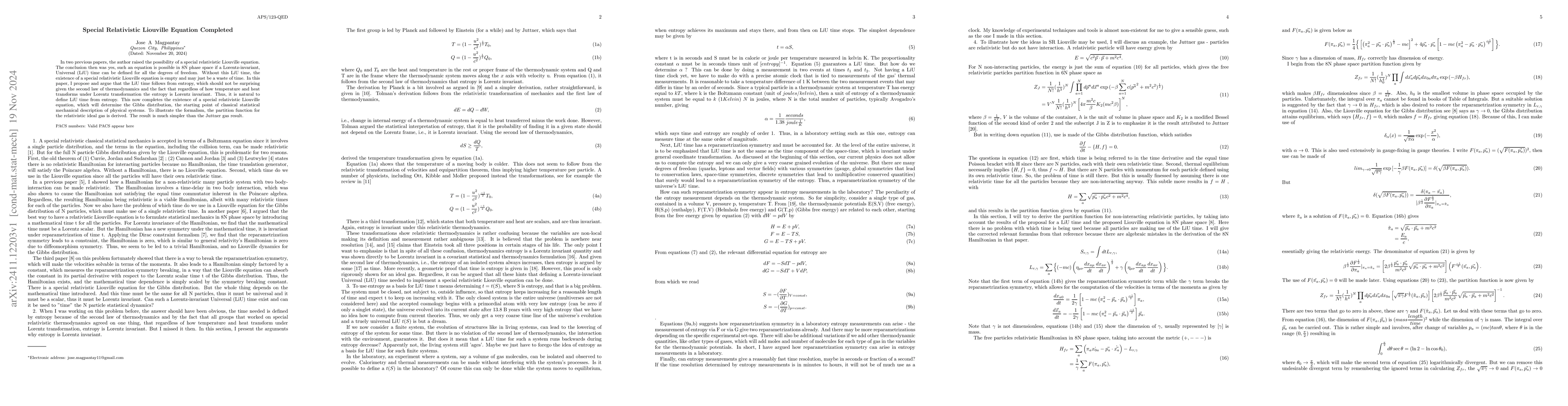Thumbnail for Special Relativistic Liouville Equation Completed