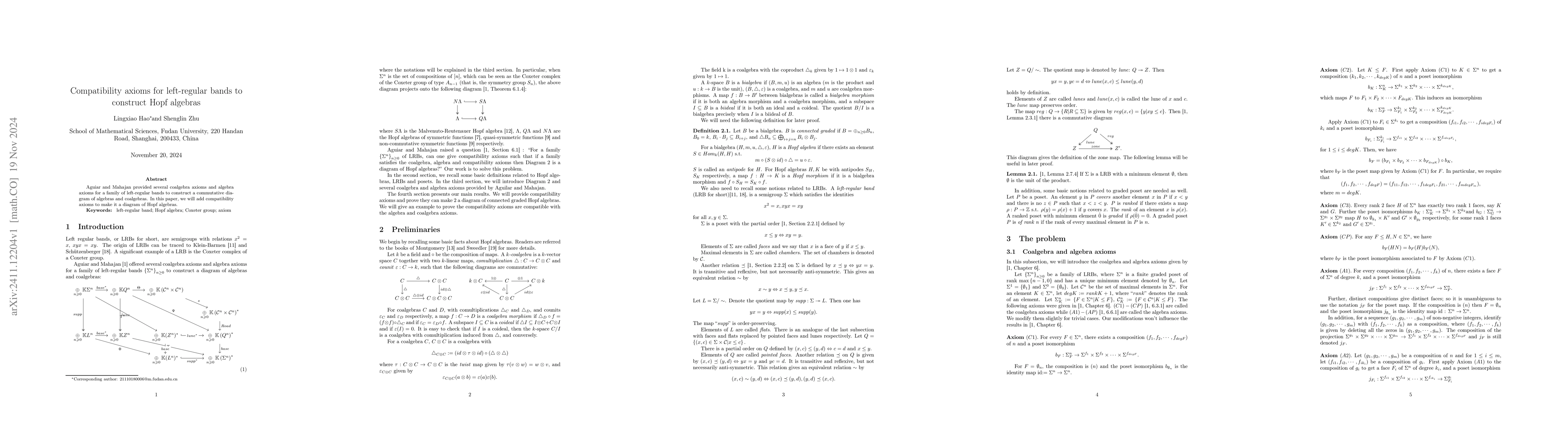 Thumbnail for Compatibility axioms for left-regular bands to construct Hopf algebras