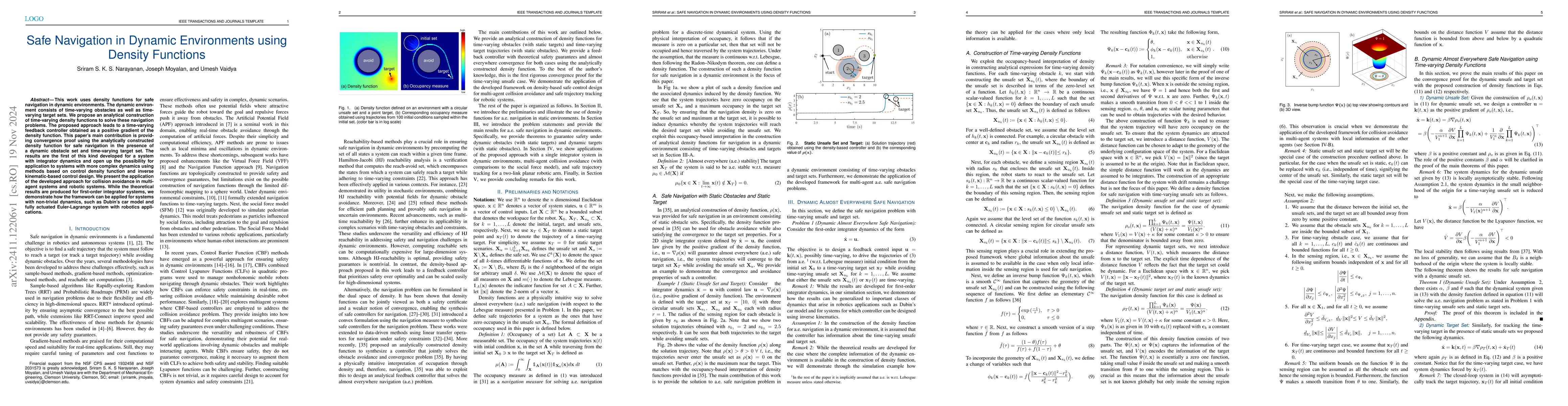 Thumbnail for Safe Navigation in Dynamic Environments using Density Functions