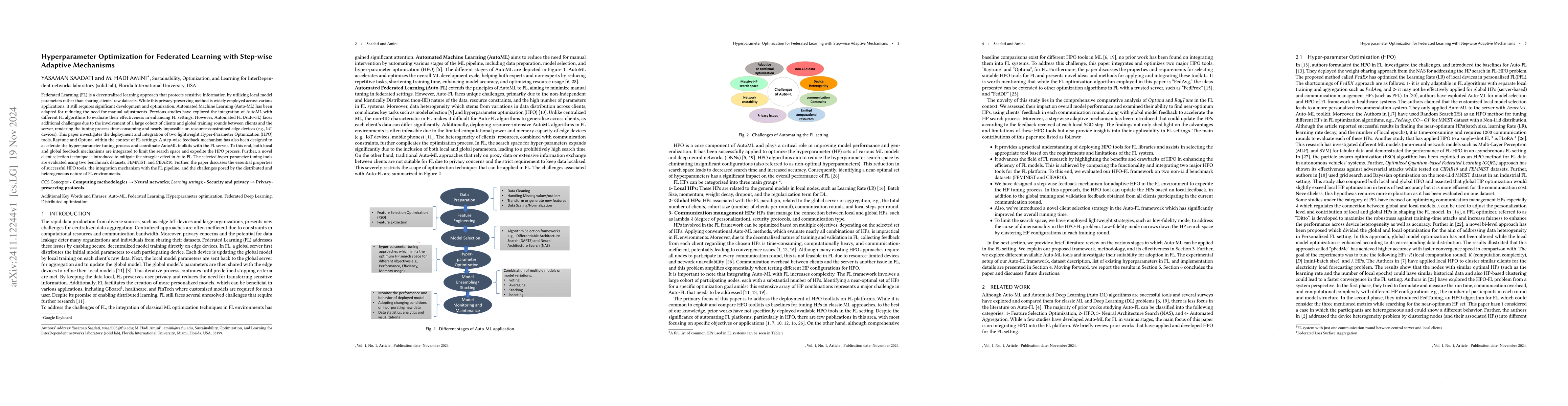 Thumbnail for Hyper-parameter Optimization for Federated Learning with Step-wise
  Adaptive Mechanism