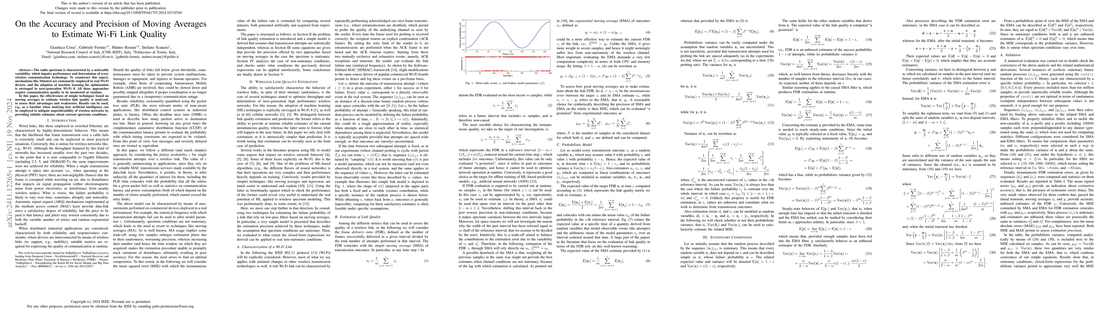 Thumbnail for On the Accuracy and Precision of Moving Averages to Estimate Wi-Fi Link
  Quality
