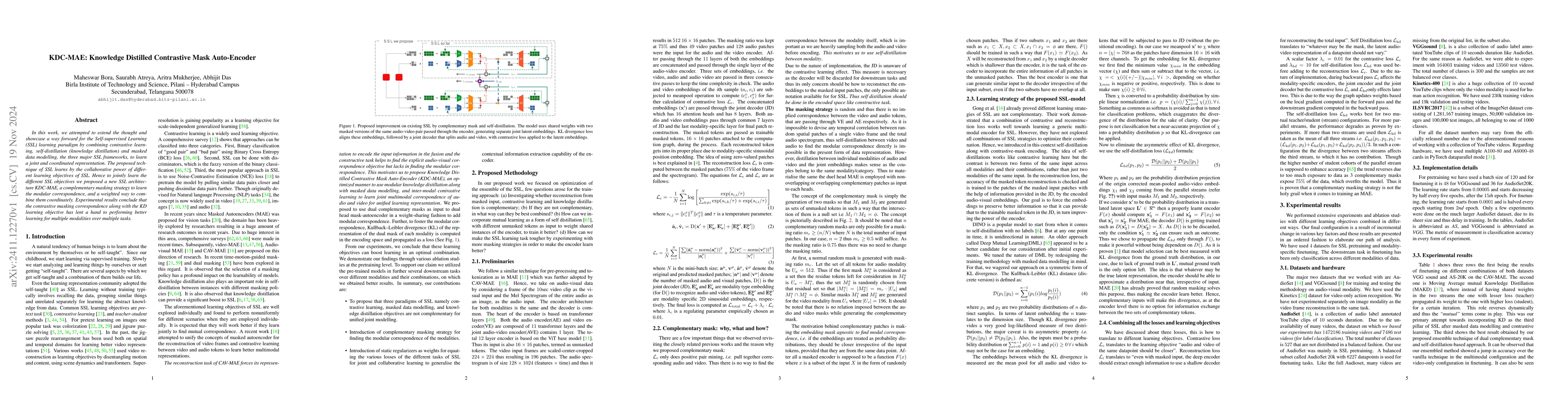 Thumbnail for KDC-MAE: Knowledge Distilled Contrastive Mask Auto-Encoder