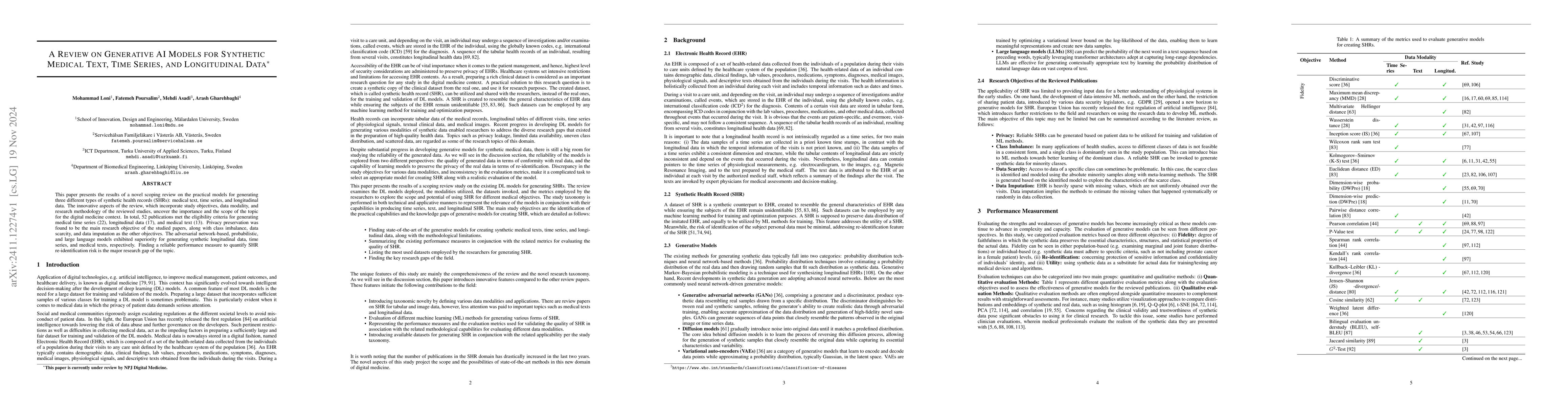 Thumbnail for A Review on Generative AI Models for Synthetic Medical Text, Time
  Series, and Longitudinal Data