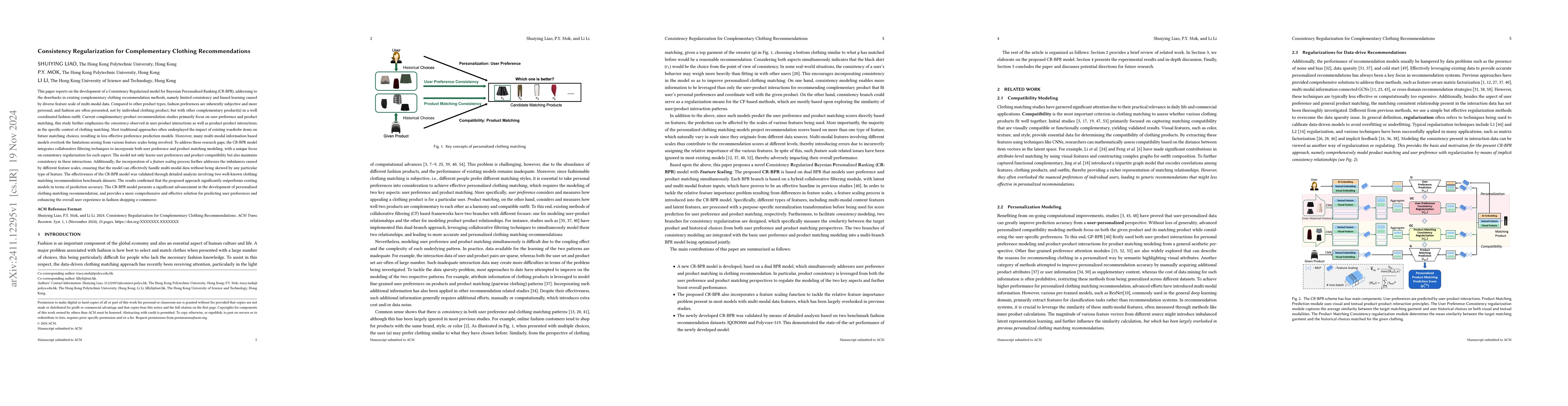 Thumbnail for Consistency Regularization for Complementary Clothing Recommendations