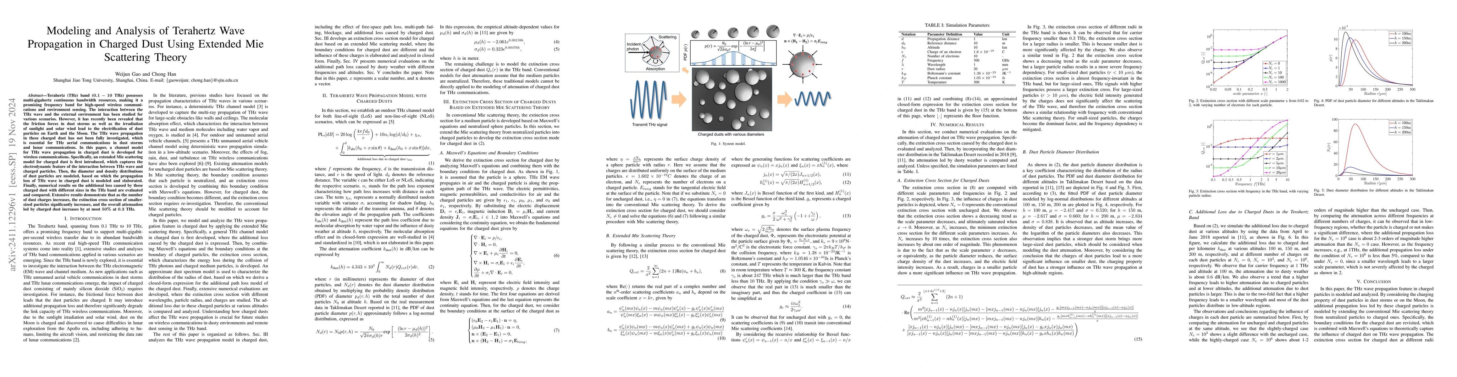Thumbnail for Modeling and Analysis of Terahertz Wave Propagation in Charged Dust
  Using Extended Mie Scattering Theory