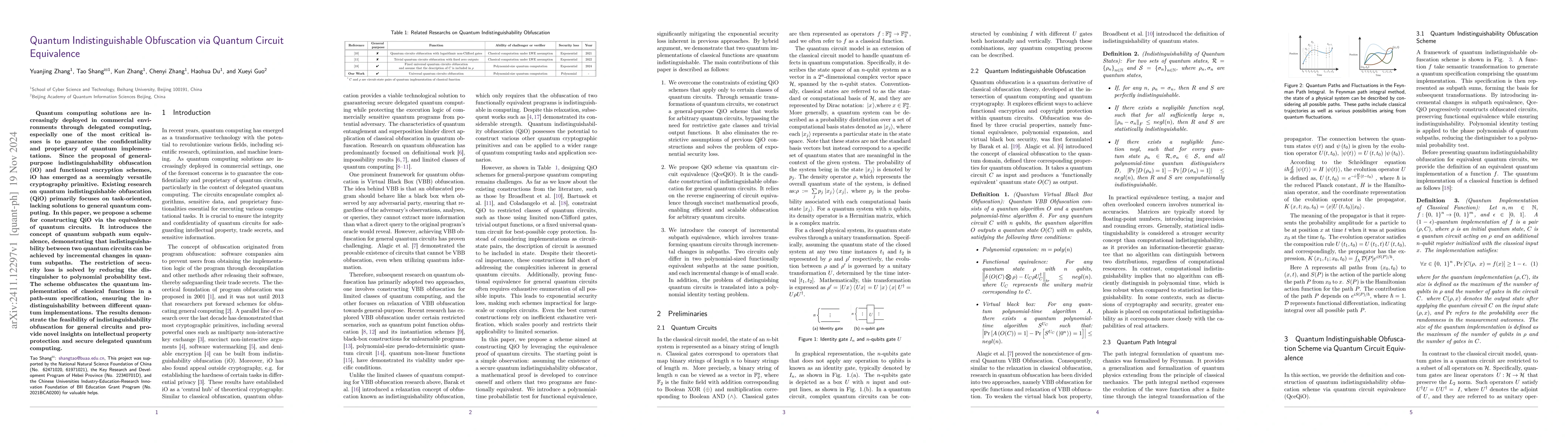 Thumbnail for Quantum Indistinguishable Obfuscation via Quantum Circuit Equivalence