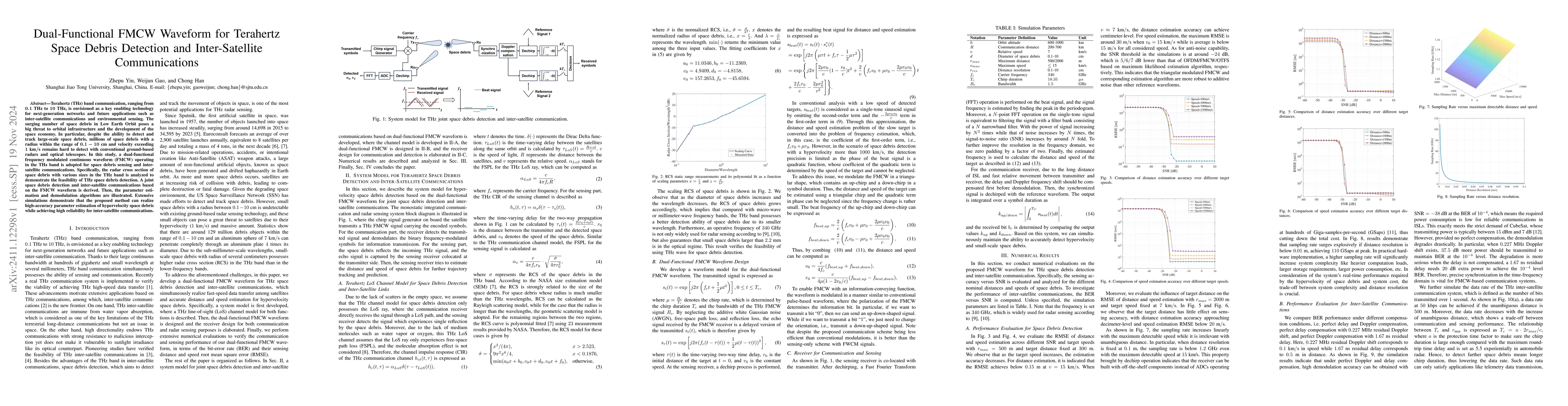 Thumbnail for Dual-Functional FMCW Waveform for Terahertz Space Debris Detection and
  Inter-Satellite Communications