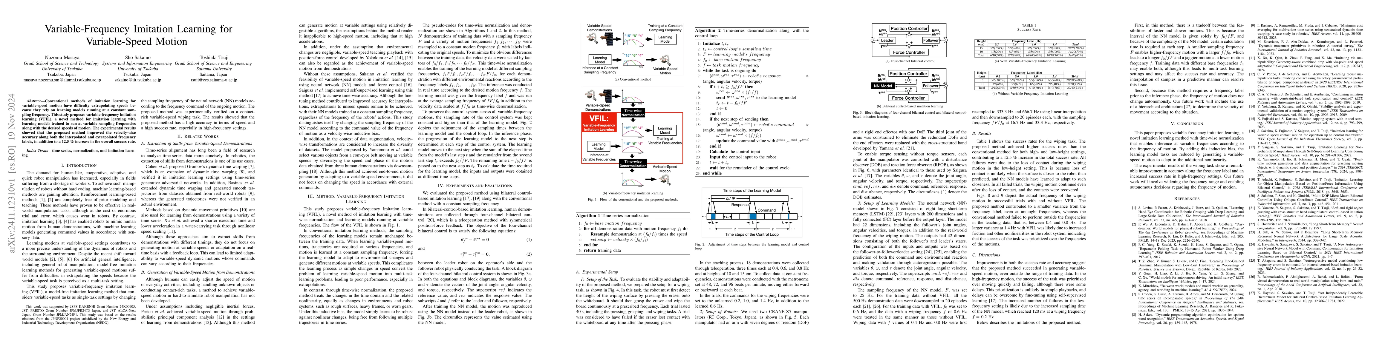 Thumbnail for Variable-Frequency Imitation Learning for Variable-Speed Motion