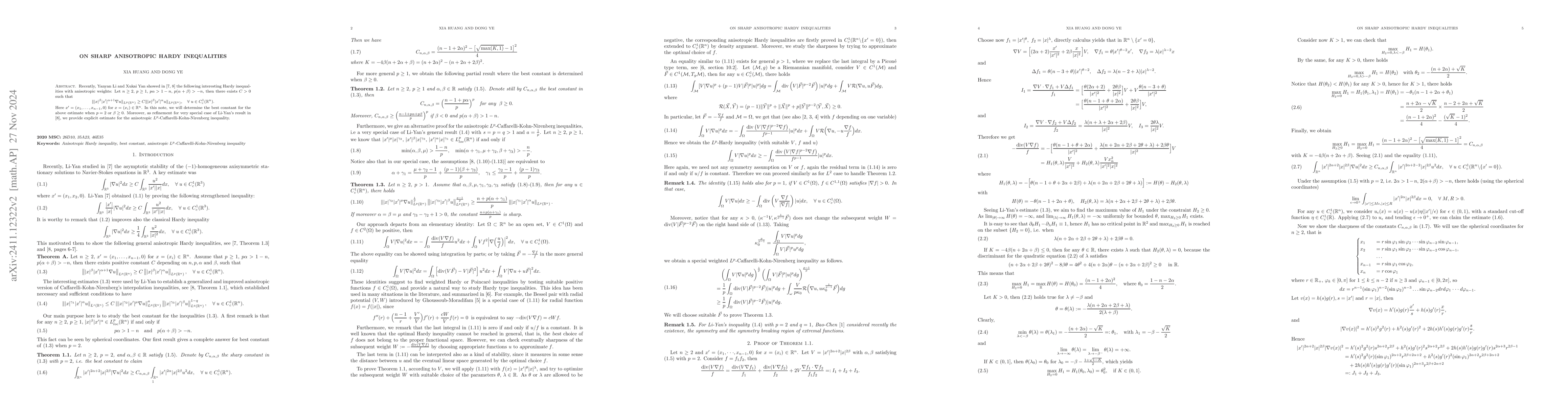 Thumbnail for On sharp anisotropic Hardy inequalities