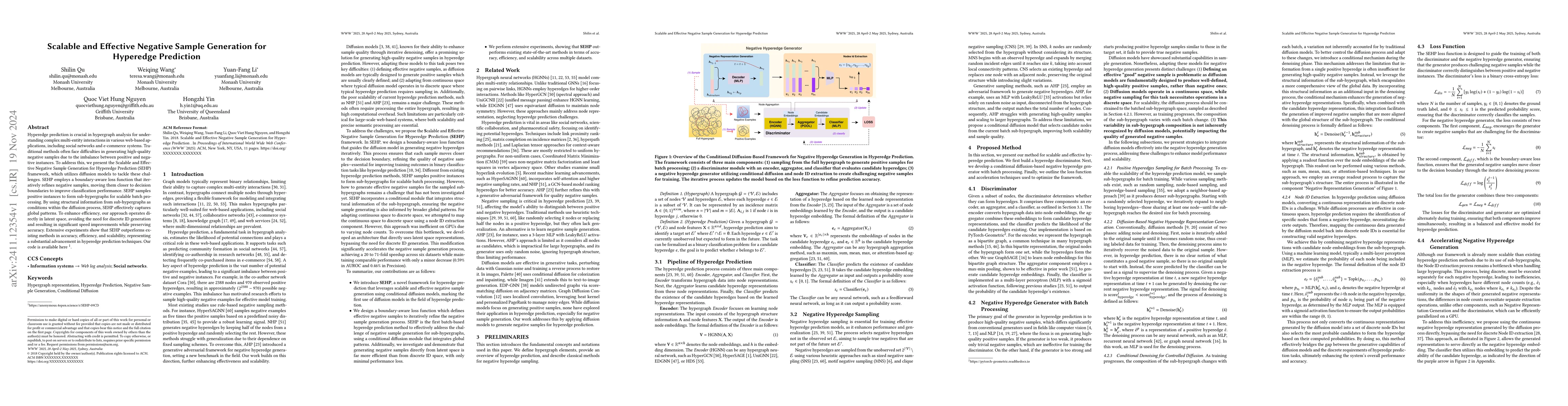 Thumbnail for Scalable and Effective Negative Sample Generation for Hyperedge
  Prediction