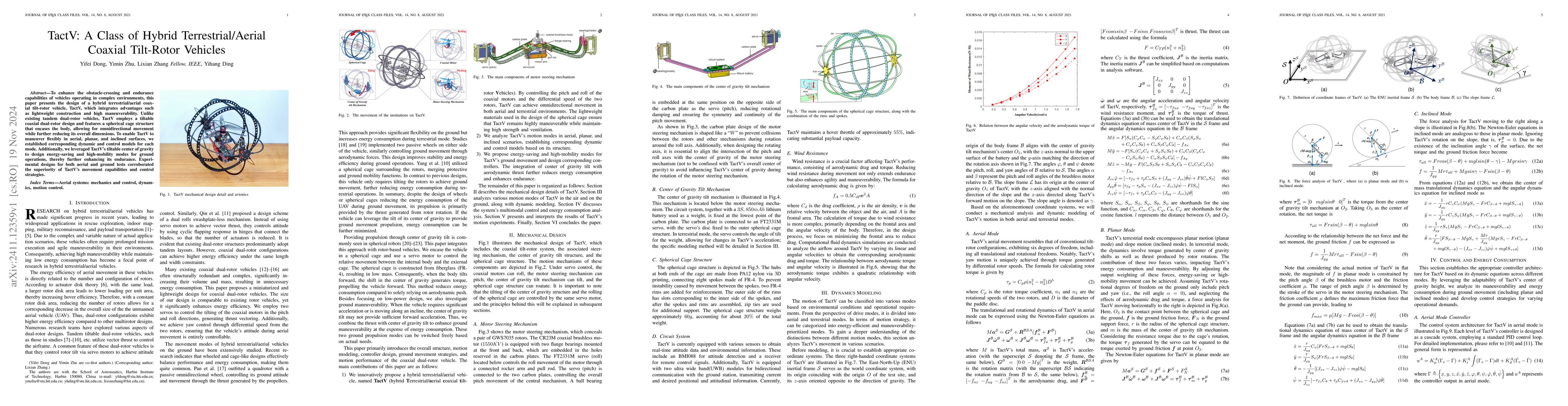Thumbnail for TactV: A Class of Hybrid Terrestrial/Aerial Coaxial Tilt-Rotor Vehicles