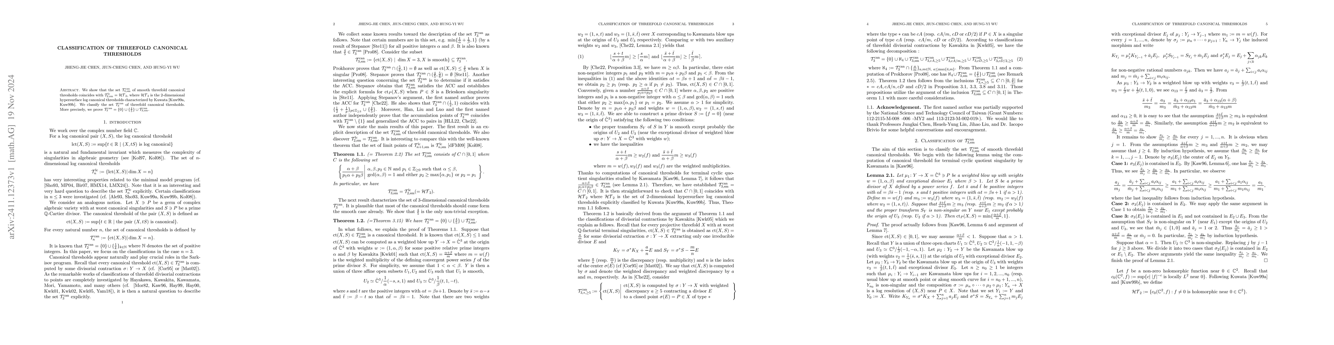 Thumbnail for Classification of threefold canonical thresholds