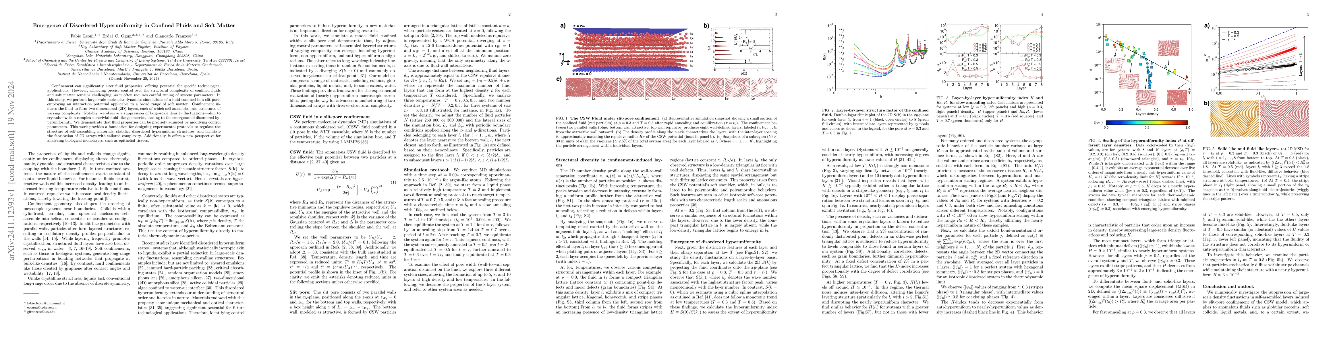 Thumbnail for Emergence of Disordered Hyperuniformity in Confined Fluids and Soft
  Matter