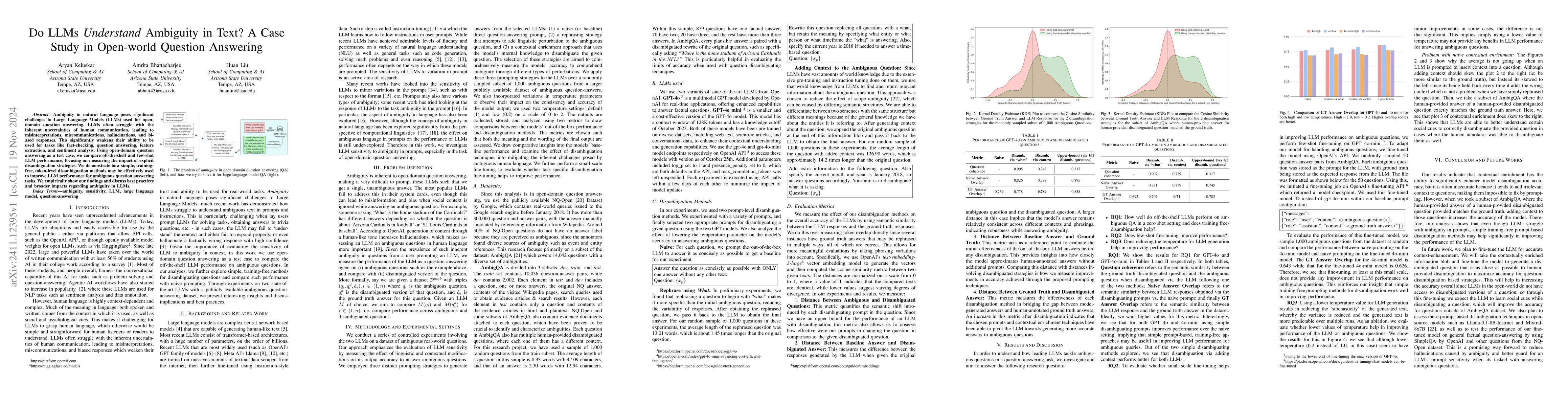 Thumbnail for Do LLMs Understand Ambiguity in Text? A Case Study in Open-world
  Question Answering