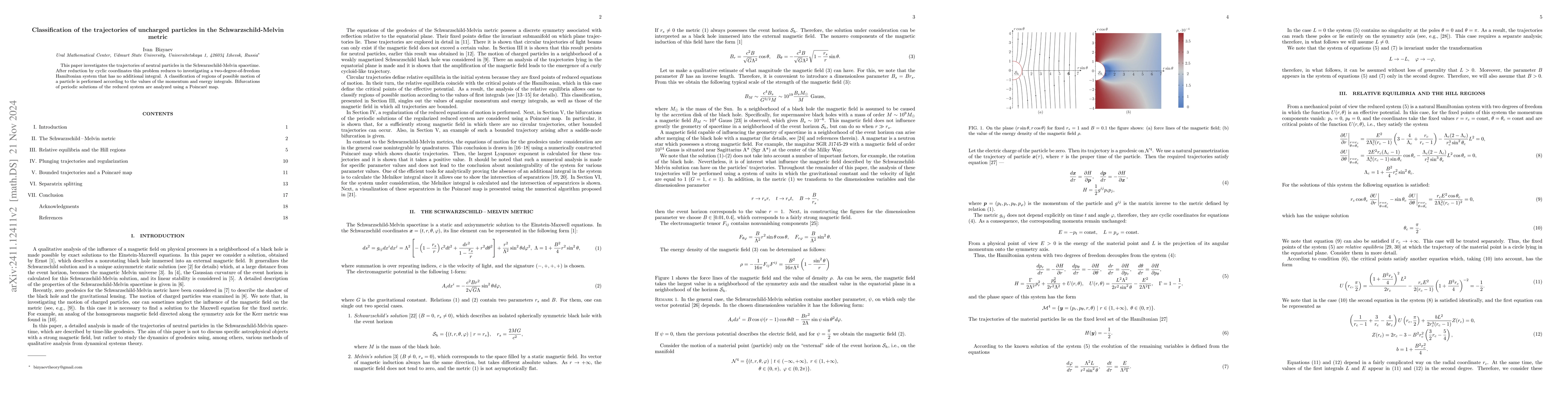 Thumbnail for Classification of the trajectories of uncharged particles in the
  Schwarzschild-Melvin metric