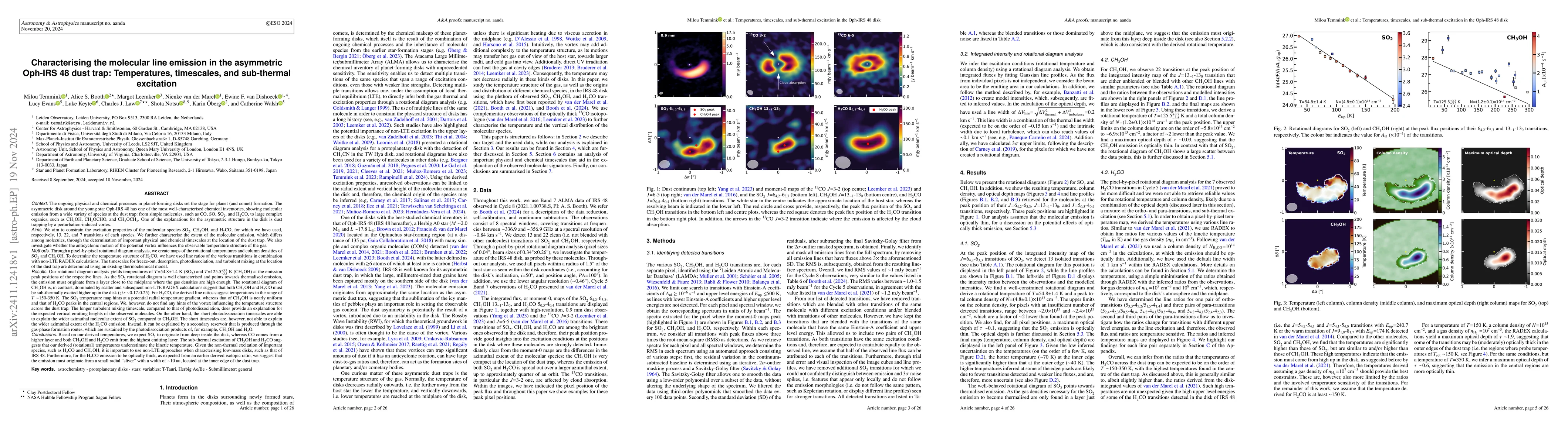 Thumbnail for Characterising the molecular line emission in the asymmetric Oph-IRS 48
  dust trap: Temperatures, timescales, and sub-thermal excitation