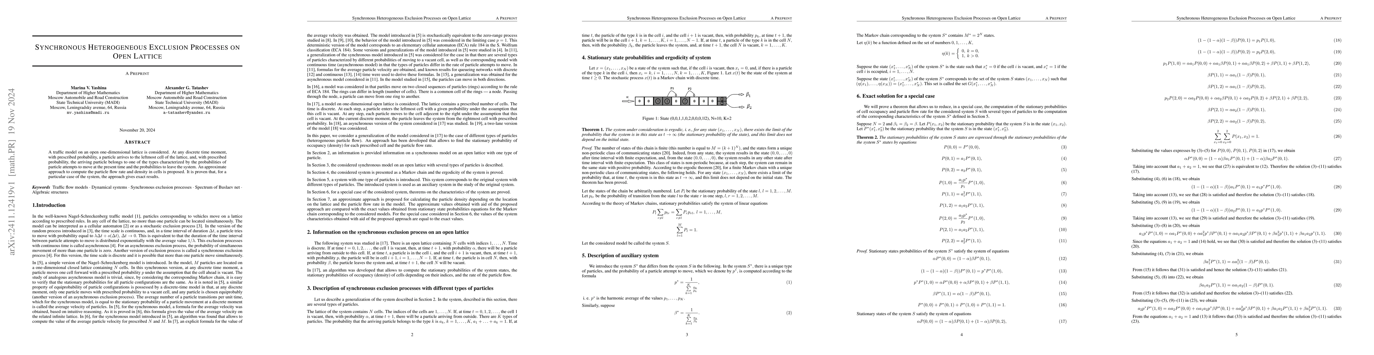 Thumbnail for Synchronous Heterogeneous Exclusion Processes on Open Lattice
