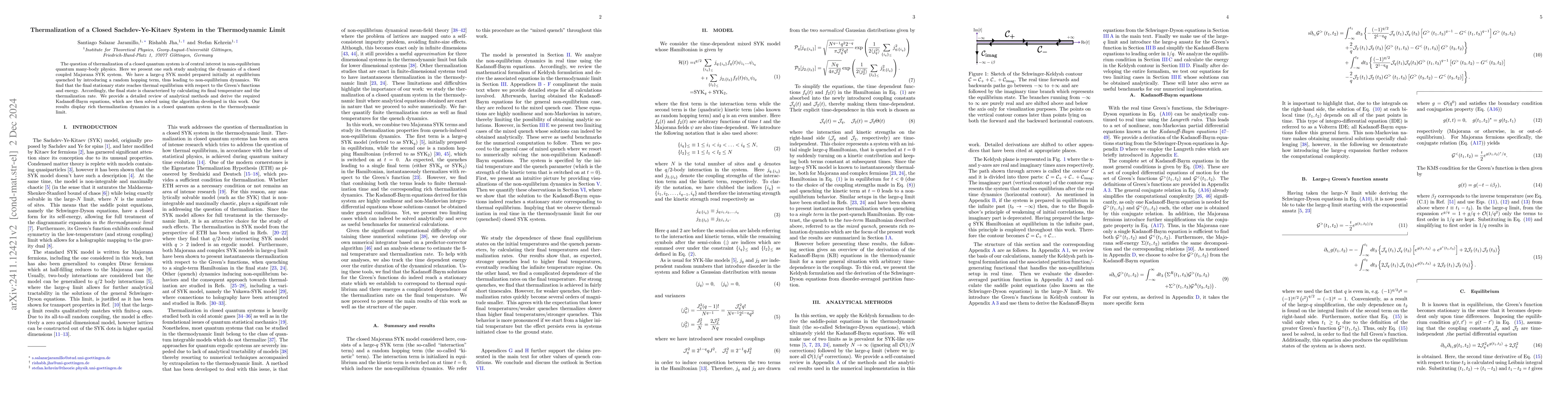 Thumbnail for Thermalization of a Closed Sachdev-Ye-Kitaev System in the Thermodynamic
  Limit