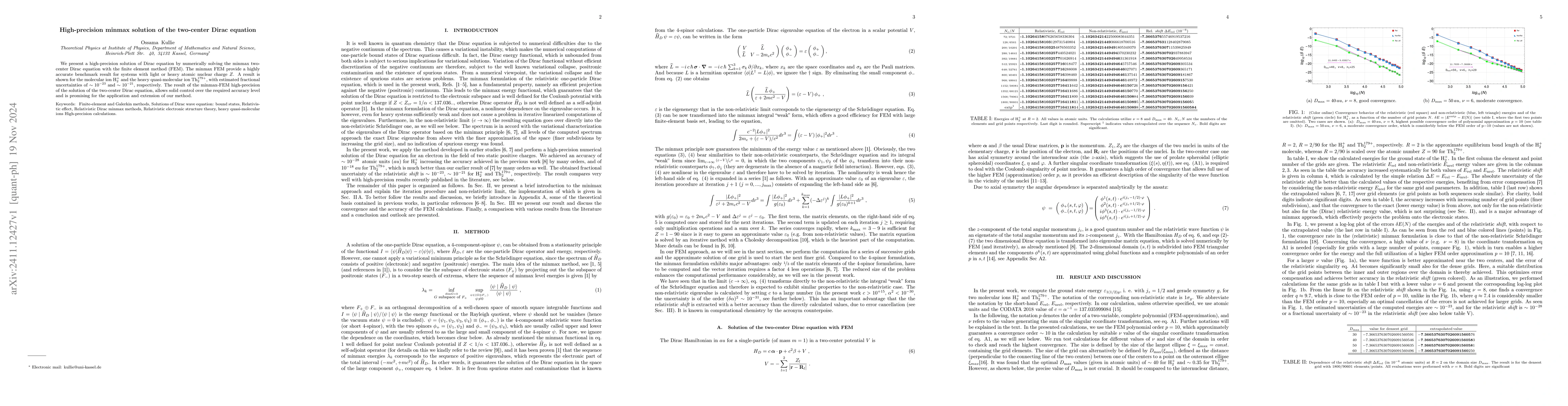 Thumbnail for High-precision minmax solution of the two-center Dirac equation