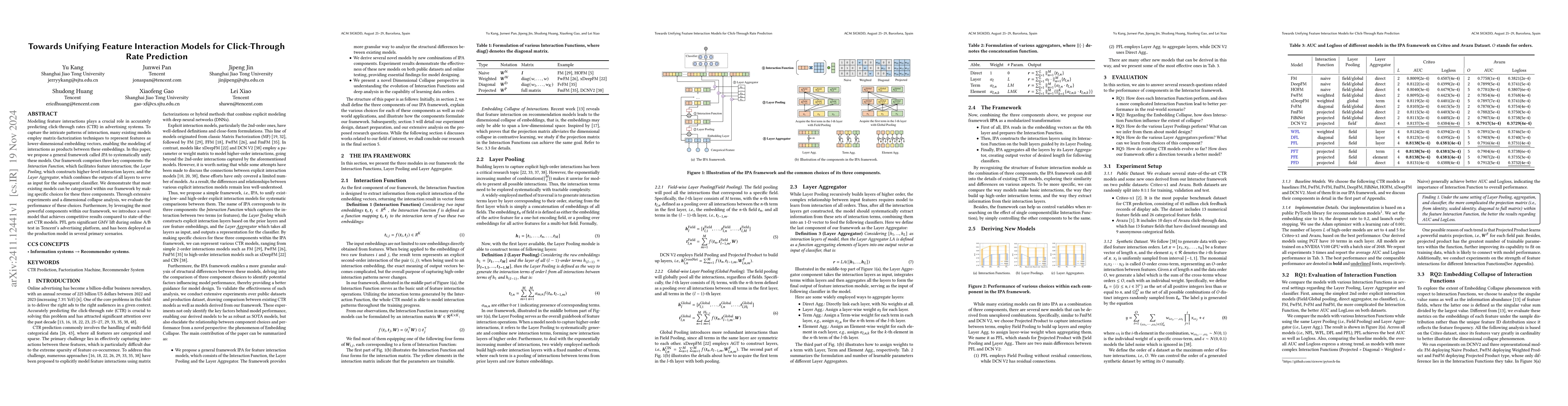 Thumbnail for Towards Unifying Feature Interaction Models for Click-Through Rate
  Prediction