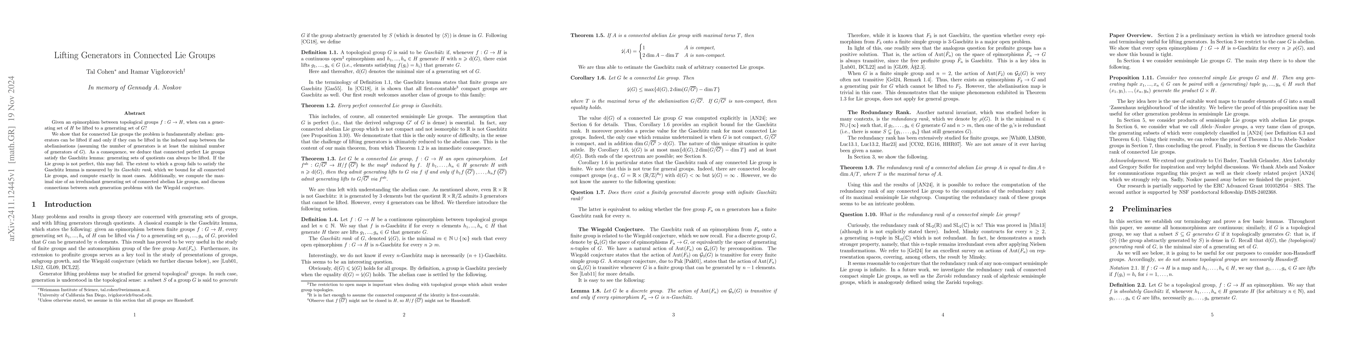 Thumbnail for Lifting Generators in Connected Lie Groups