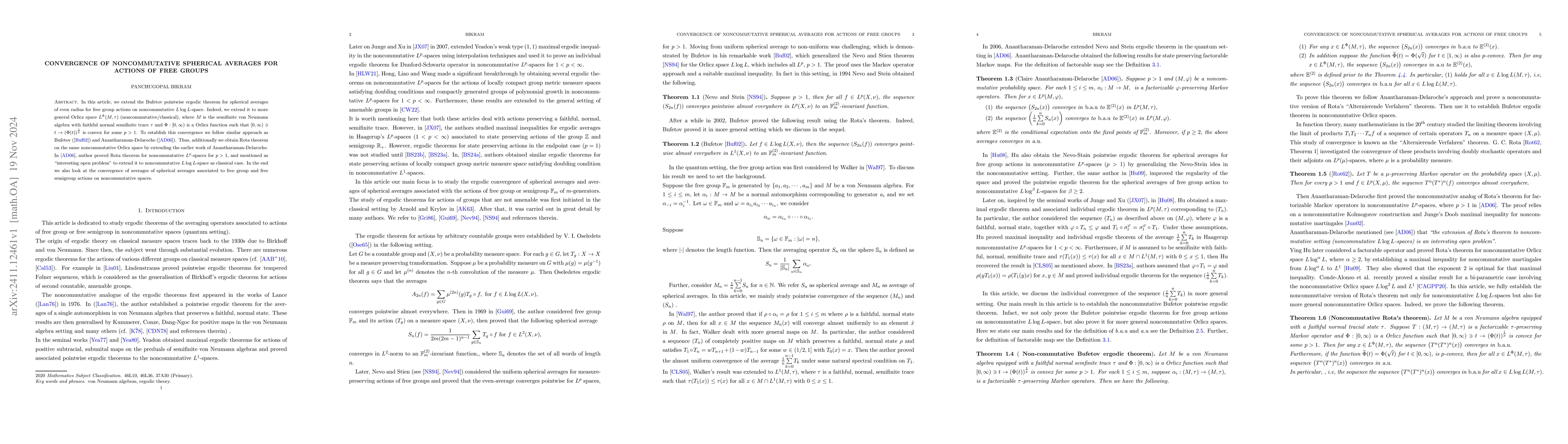 Thumbnail for Convergence of noncommutative spherical averages for actions of free
  groups