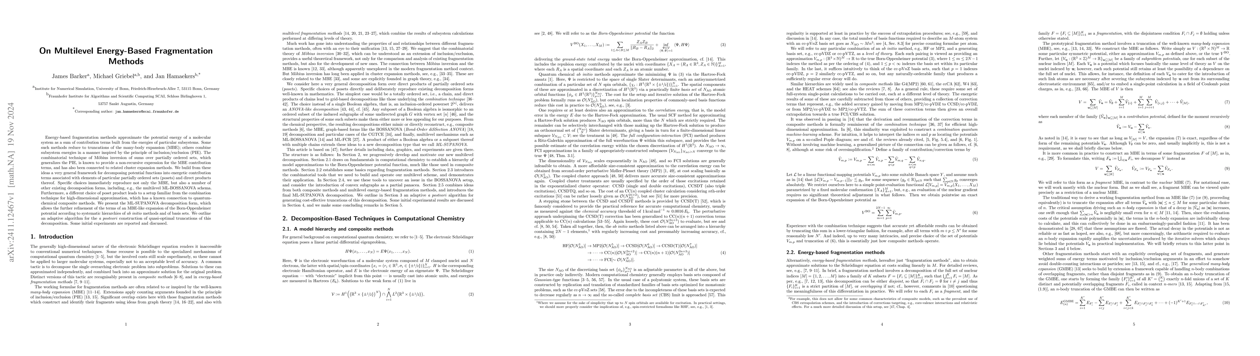 Thumbnail for On Multilevel Energy-Based Fragmentation Methods