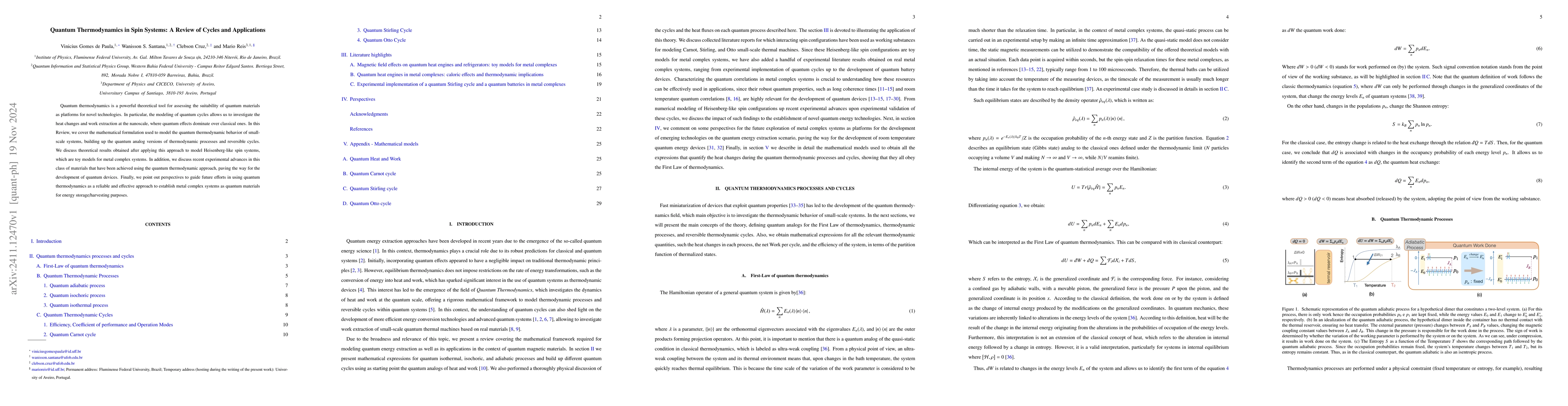 Thumbnail for Quantum Thermodynamics in Spin Systems: A Review of Cycles and
  Applications