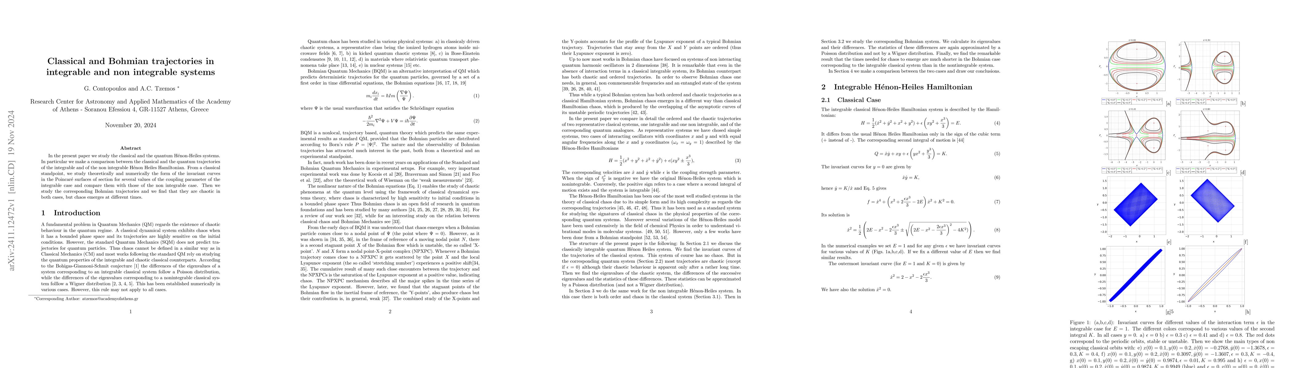 Thumbnail for Classical and Bohmian trajectories in integrable and non integrable
  systems