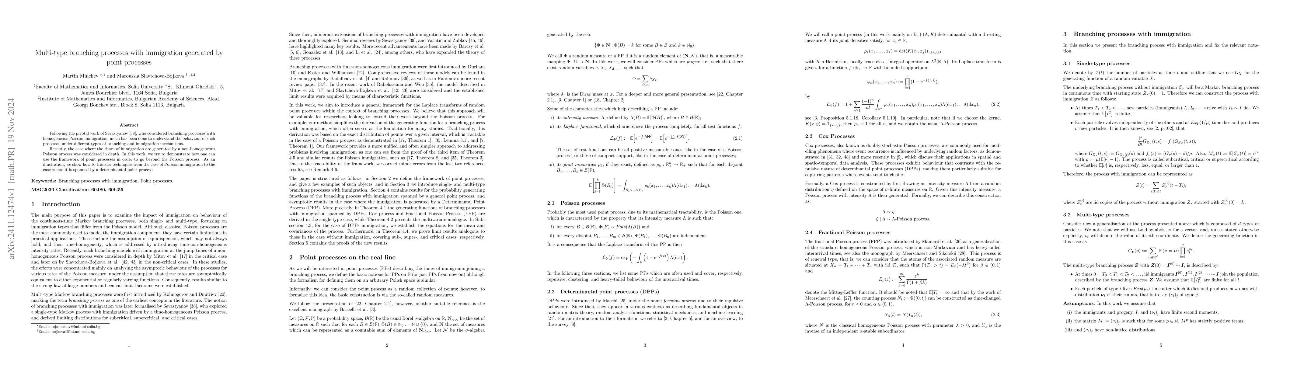 Thumbnail for Multi-type branching processes with immigration generated by point
  processes