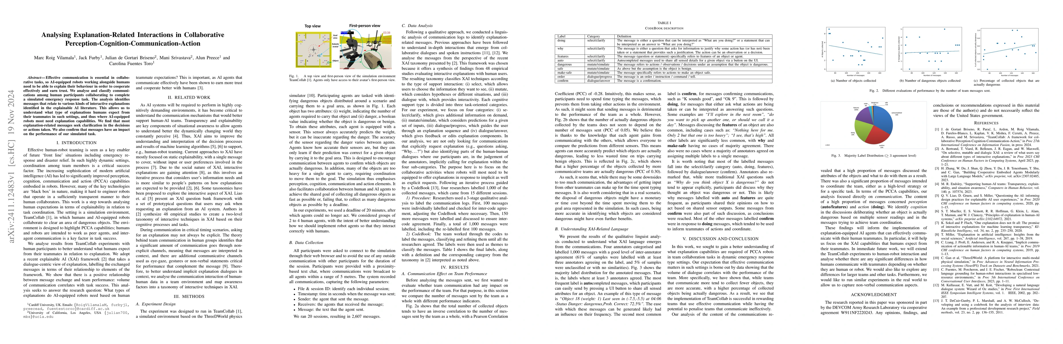 Thumbnail for Analysing Explanation-Related Interactions in Collaborative
  Perception-Cognition-Communication-Action
