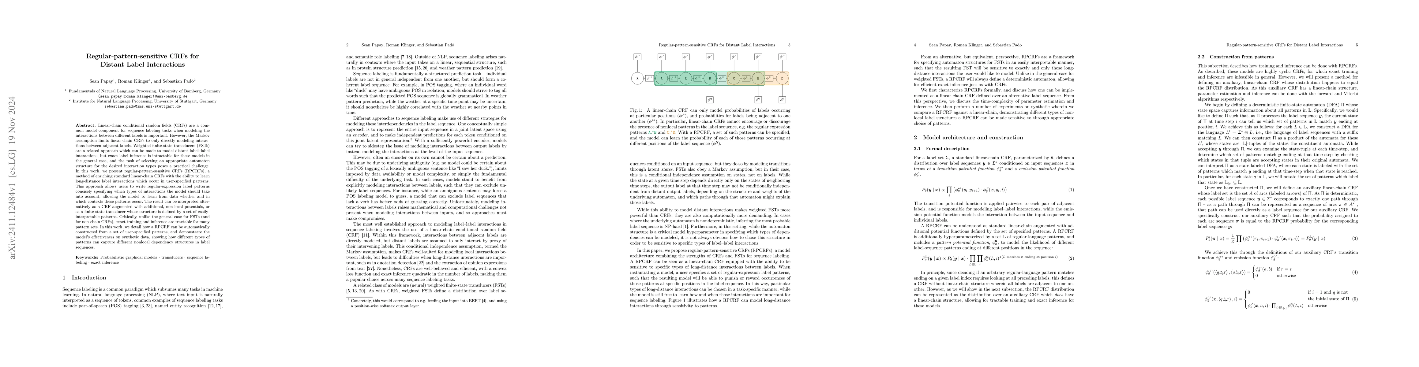 Thumbnail for Regular-pattern-sensitive CRFs for Distant Label Interactions