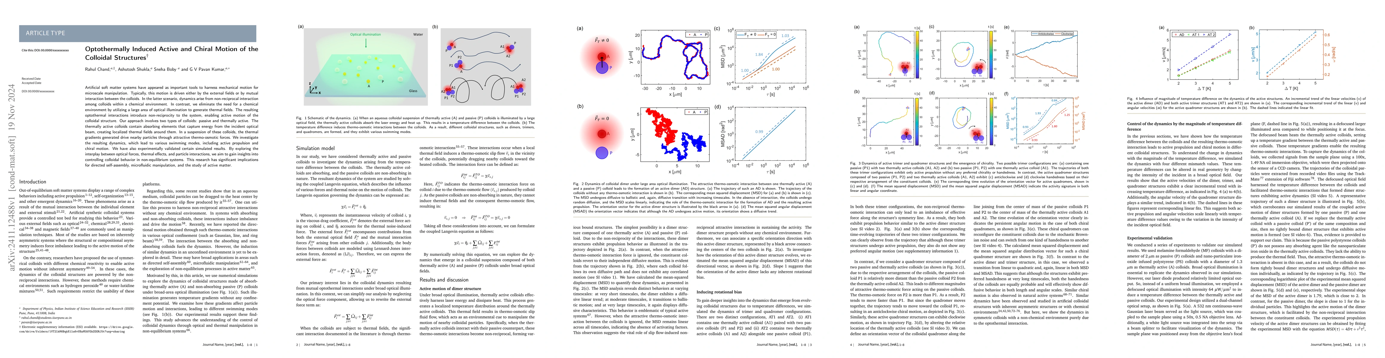 Thumbnail for Optothermally Induced Active and Chiral Motion of the Colloidal
  Structures