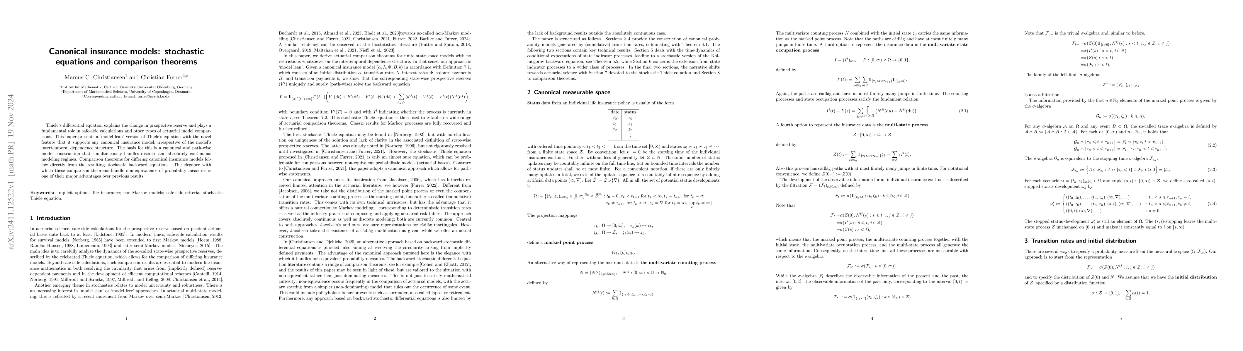Thumbnail for Canonical insurance models: stochastic equations and comparison theorems
