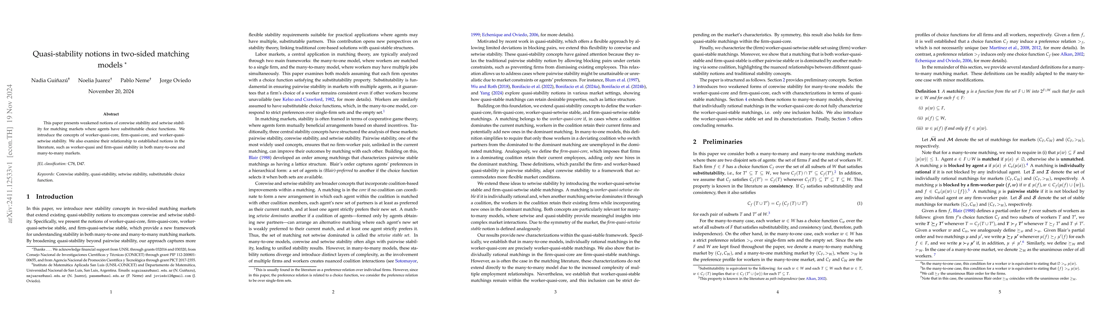 Thumbnail for Quasi-stability notions in two-sided matching models