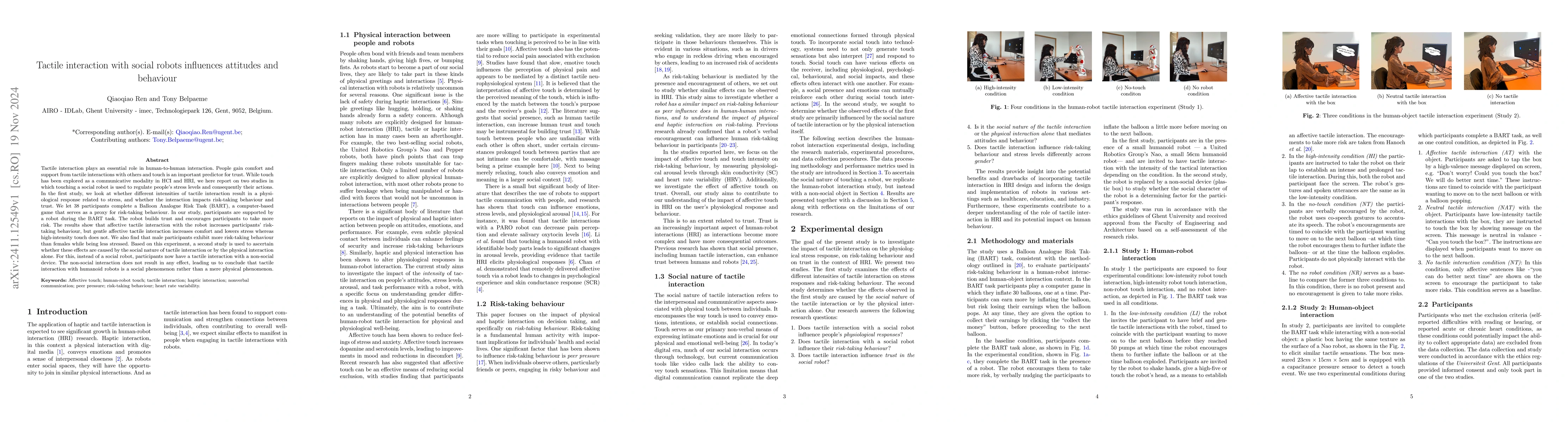 Thumbnail for Tactile interaction with social robots influences attitudes and
  behaviour