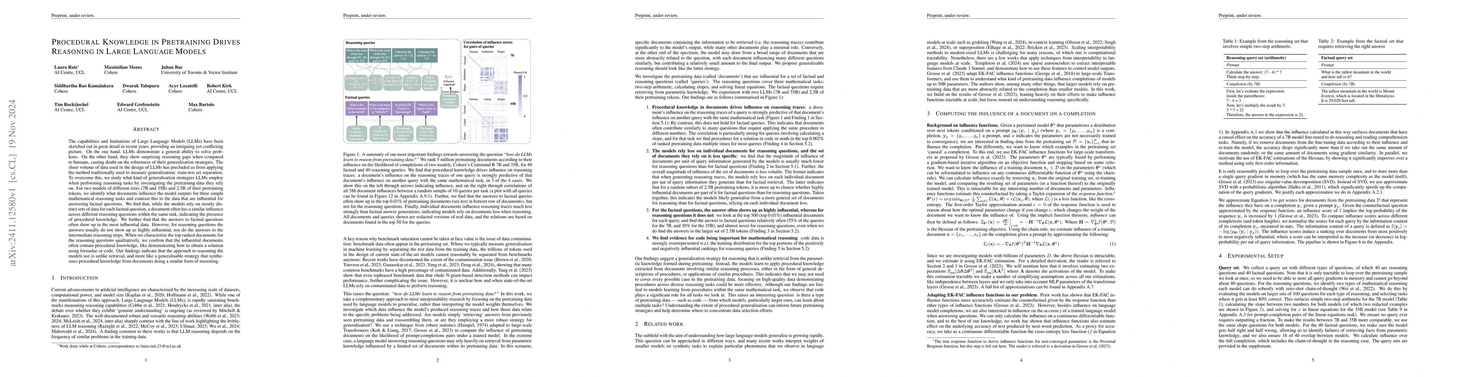 Thumbnail for Procedural Knowledge in Pretraining Drives Reasoning in Large Language
  Models