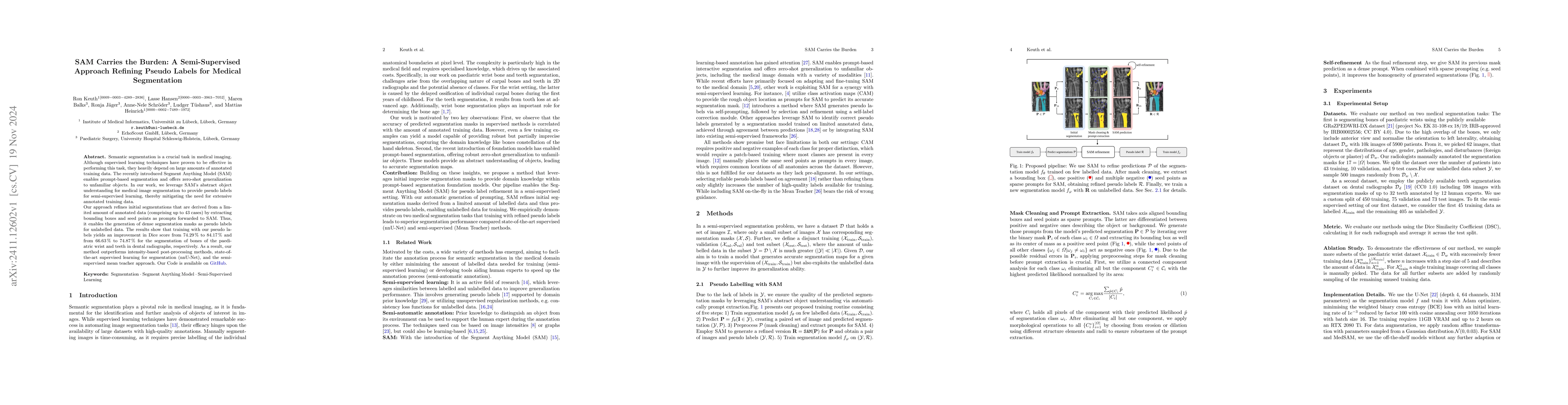 Thumbnail for SAM Carries the Burden: A Semi-Supervised Approach Refining Pseudo
  Labels for Medical Segmentation