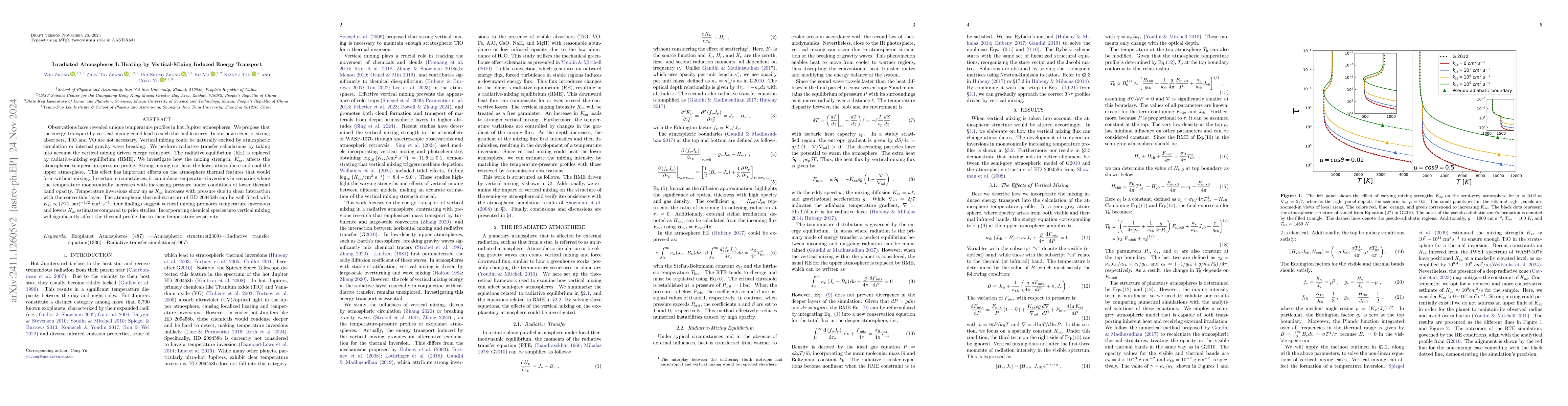 Thumbnail for Irradiated Atmospheres I: Heating by Vertical-Mixing Induced Energy
  Transport