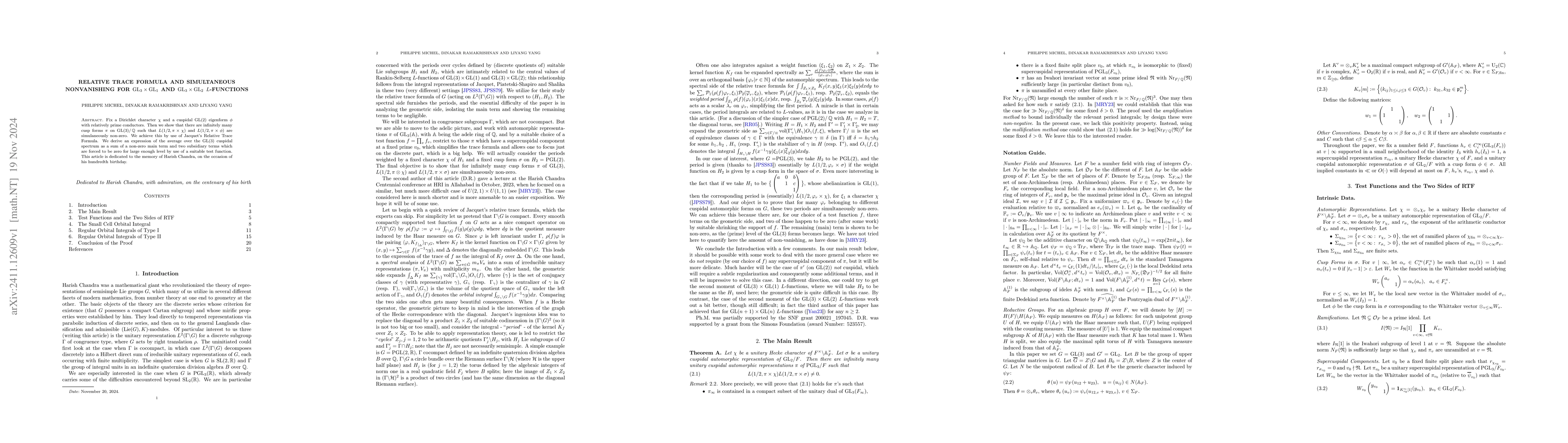Thumbnail for Relative Trace Formula And Simultaneous Nonvanishing for GL_3 x GL_2 and
  GL_3 x GL_1 L-functions