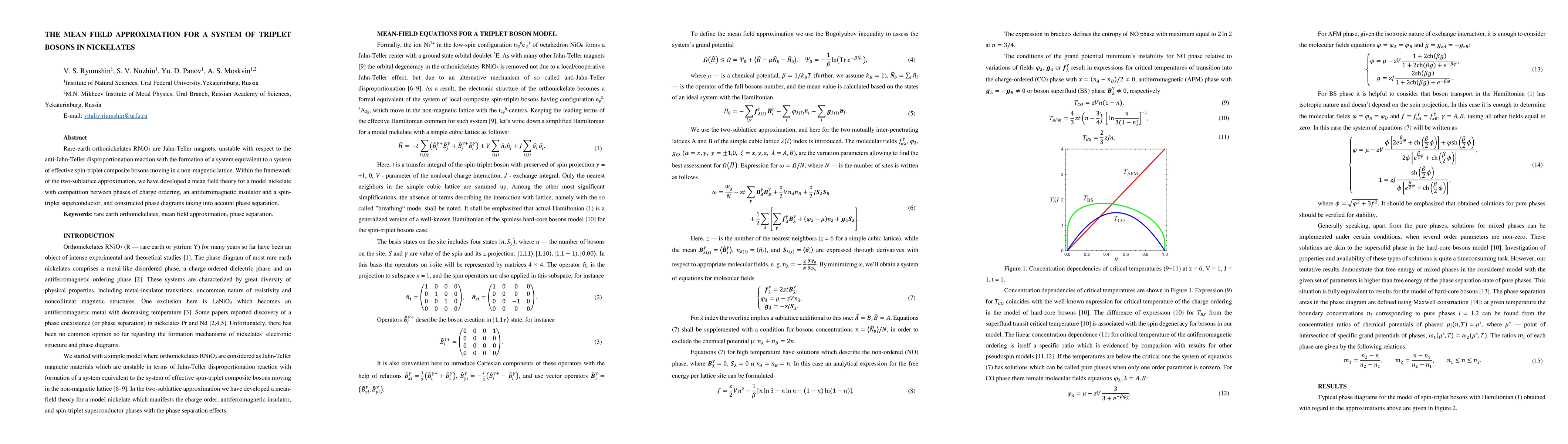 Thumbnail for The mean field approximation for a system of triplet bosons in
  nickelates