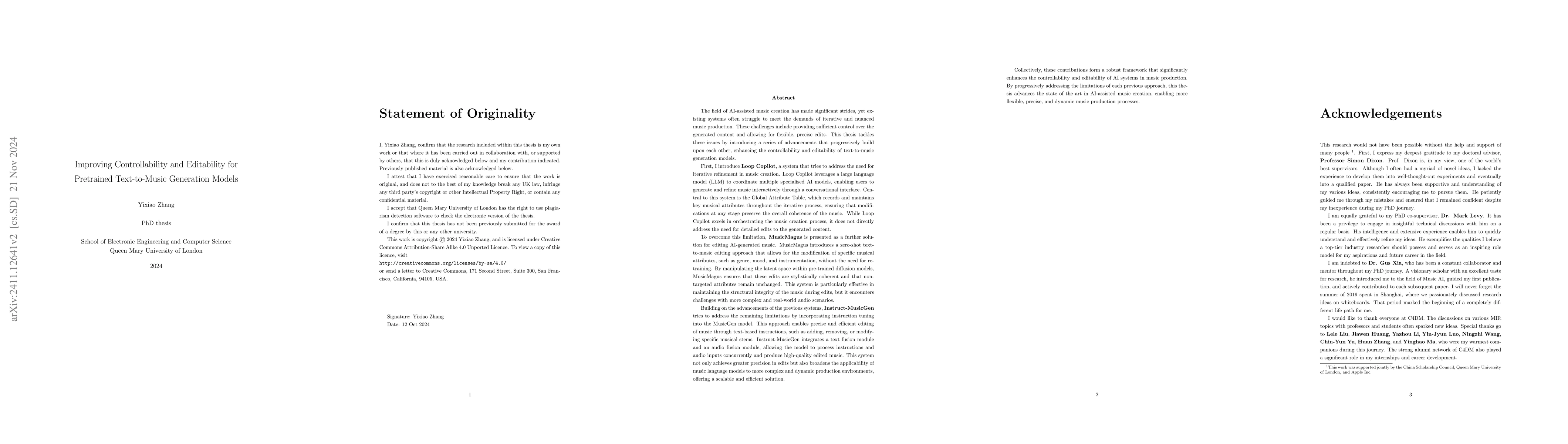 Thumbnail for Improving Controllability and Editability for Pretrained Text-to-Music
  Generation Models