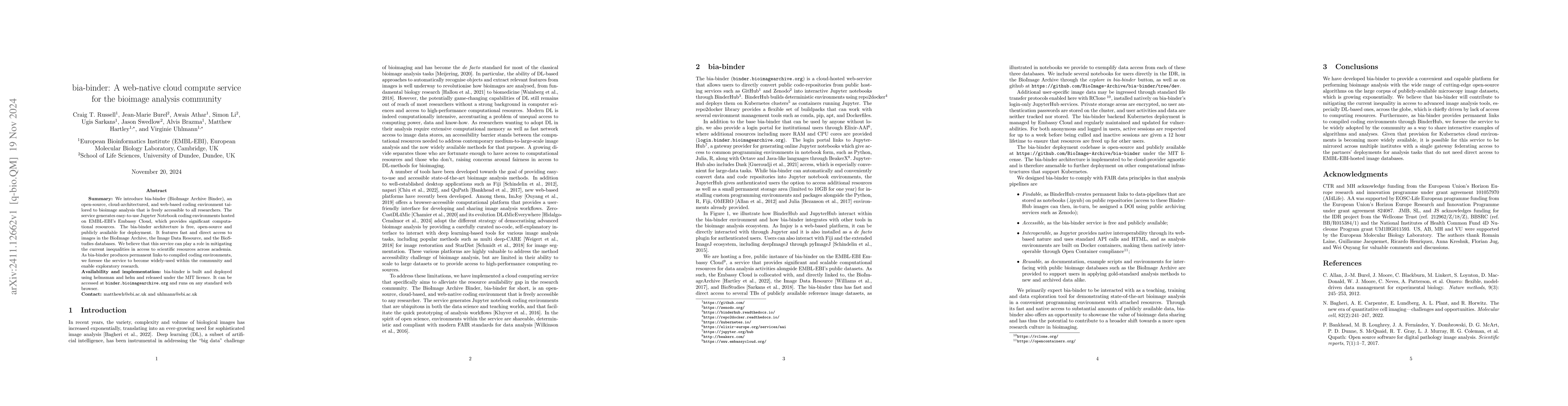 Thumbnail for bia-binder: A web-native cloud compute service for the bioimage analysis
  community
