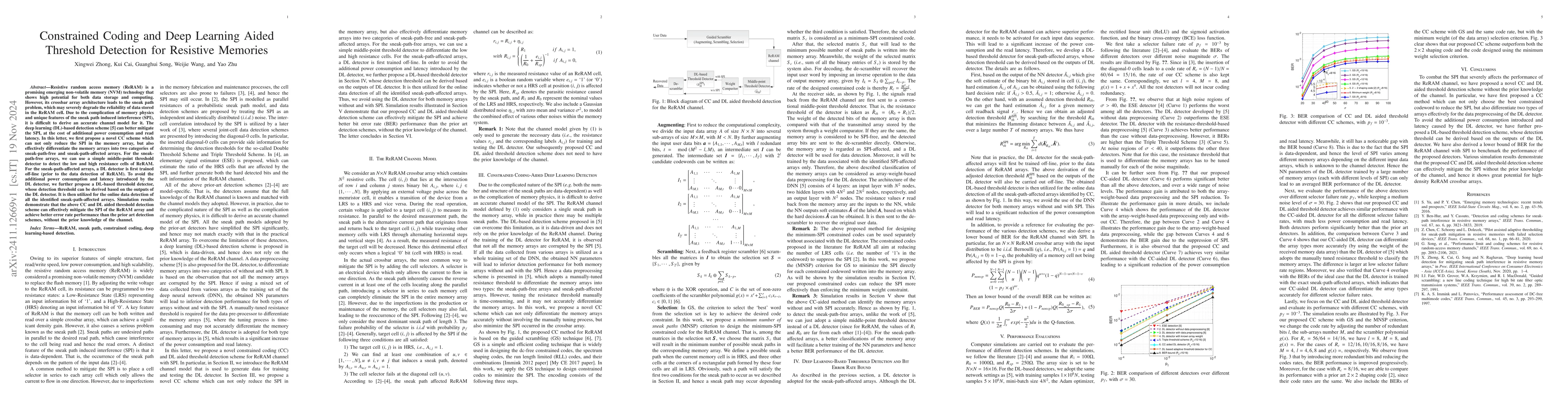 Thumbnail for Constrained Coding and Deep Learning Aided Threshold Detection for
  Resistive Memories