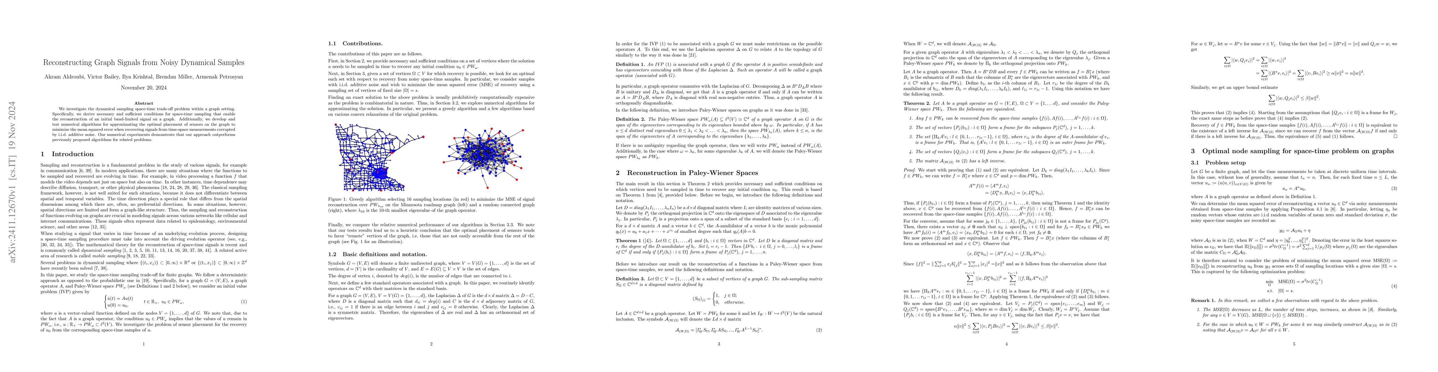 Thumbnail for Reconstructing Graph Signals from Noisy Dynamical Samples