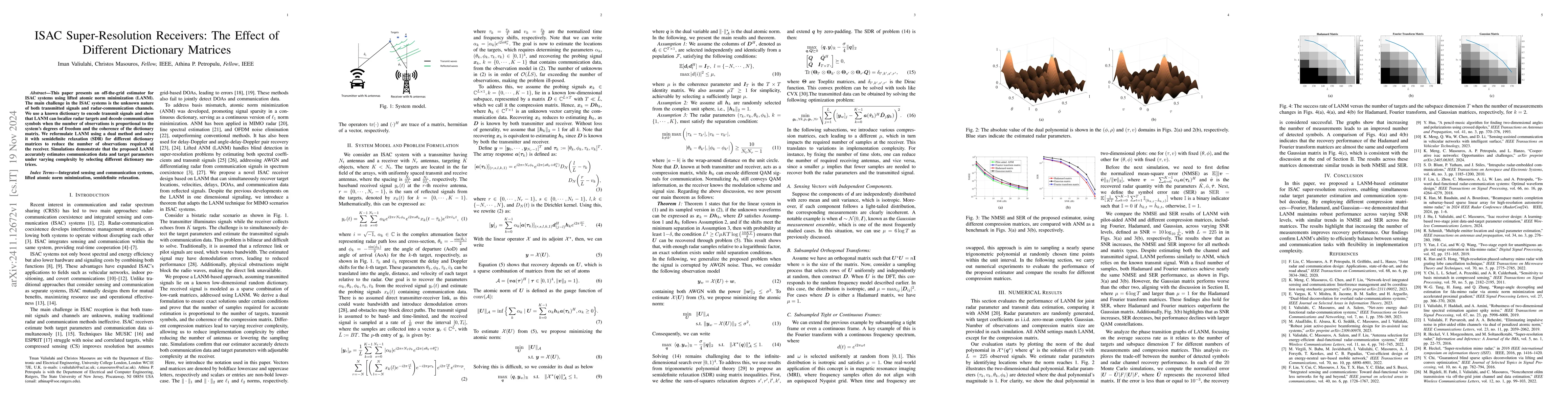 Thumbnail for ISAC Super-Resolution Receivers: The Effect of Different Dictionary
  Matrices
