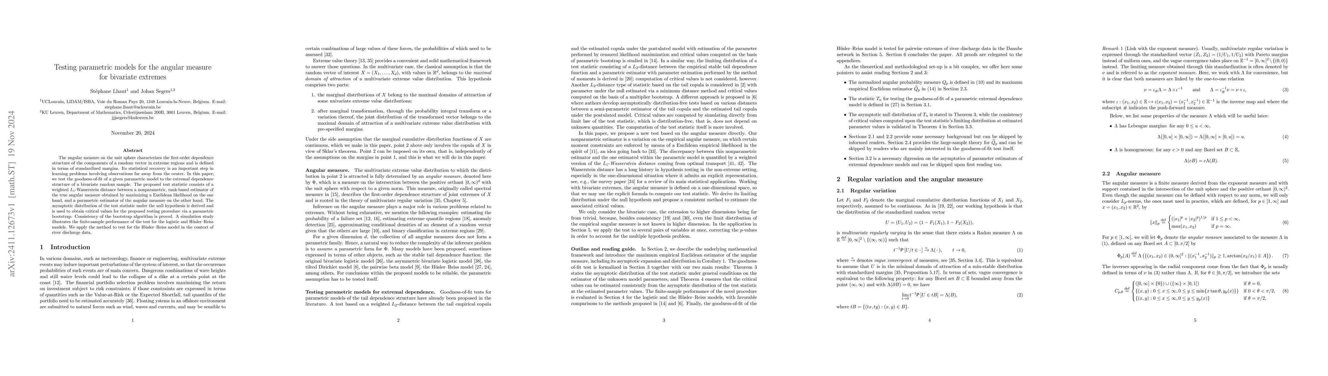 Thumbnail for Testing parametric models for the angular measure for bivariate extremes