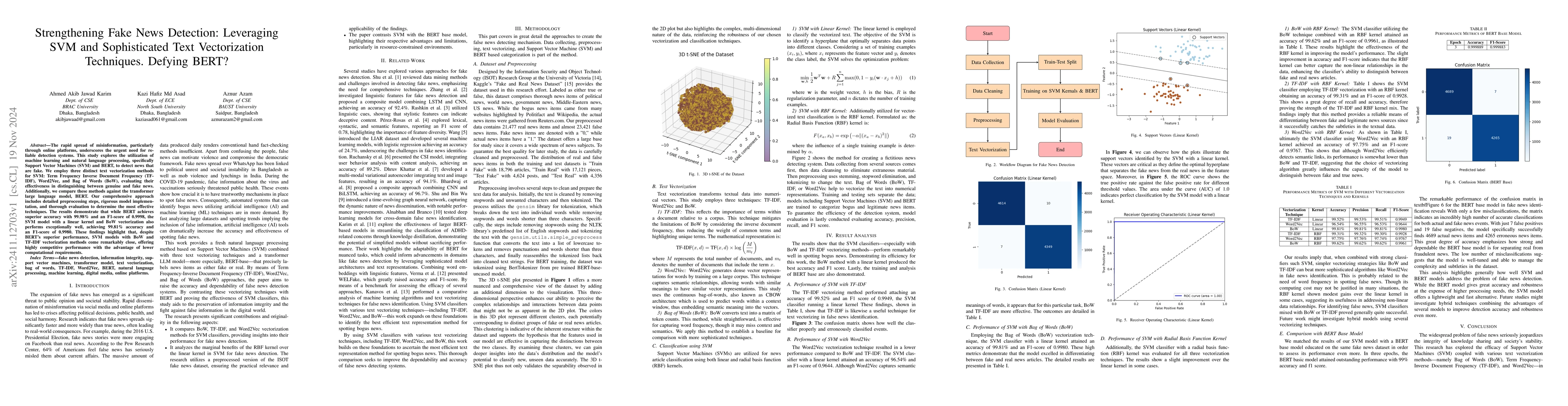 Thumbnail for Strengthening Fake News Detection: Leveraging SVM and Sophisticated Text
  Vectorization Techniques. Defying BERT?