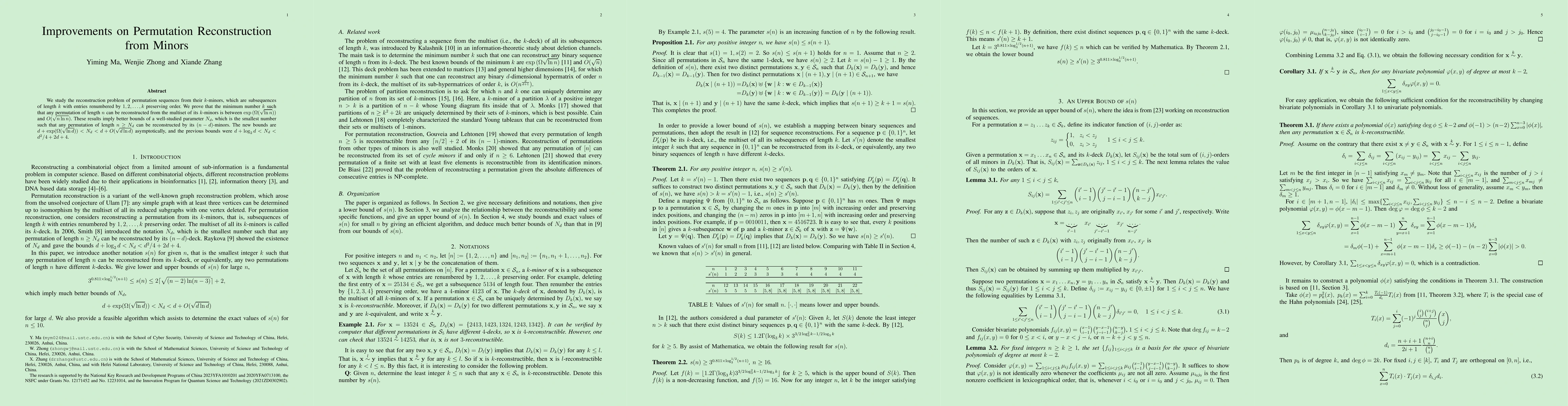 Thumbnail for Improvements on Permutation Reconstruction from Minors